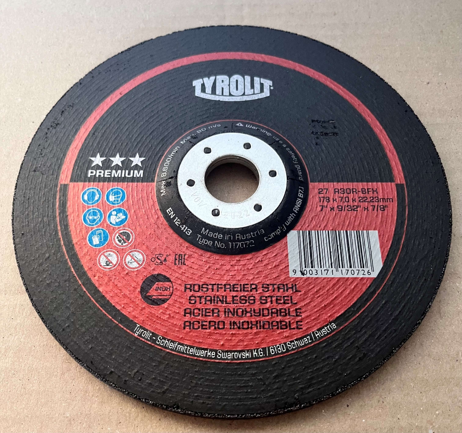 Tyrolit nagyolókorong 178x7,0x22,23